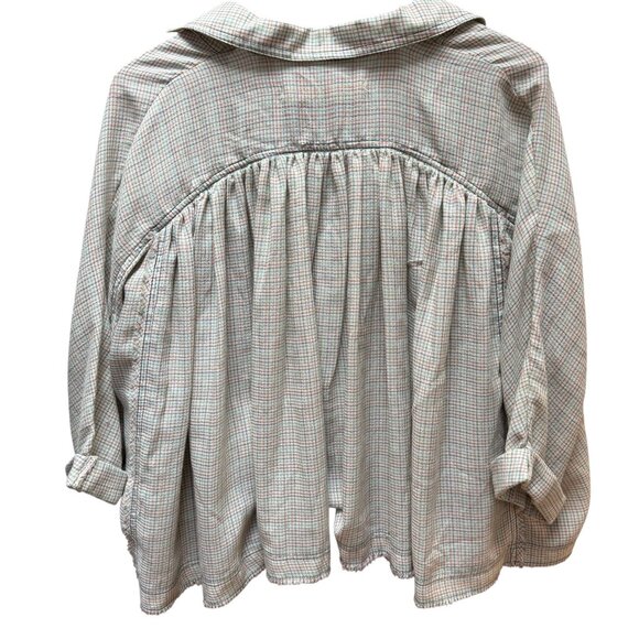 We the Free Rainbow Picnic Blouse Mini Plaid Check Button Down Peasant Cropped S - Picture 4 of 6
